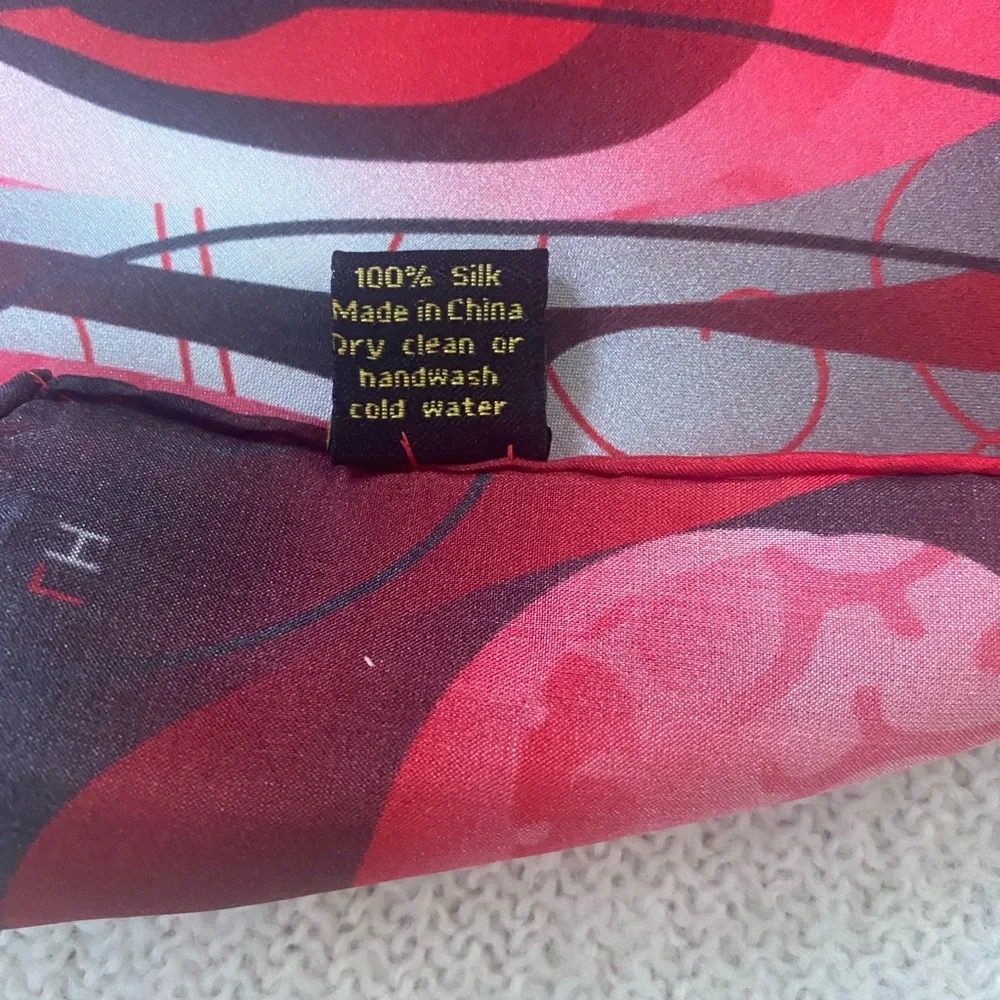 Elegant Red and Black Silk Scarf